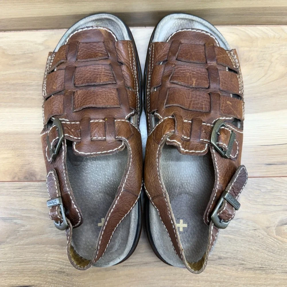 Dr Martens‎ Fisherman Sandals Mens 11 Y2K Brown Leather Slip On 8B52